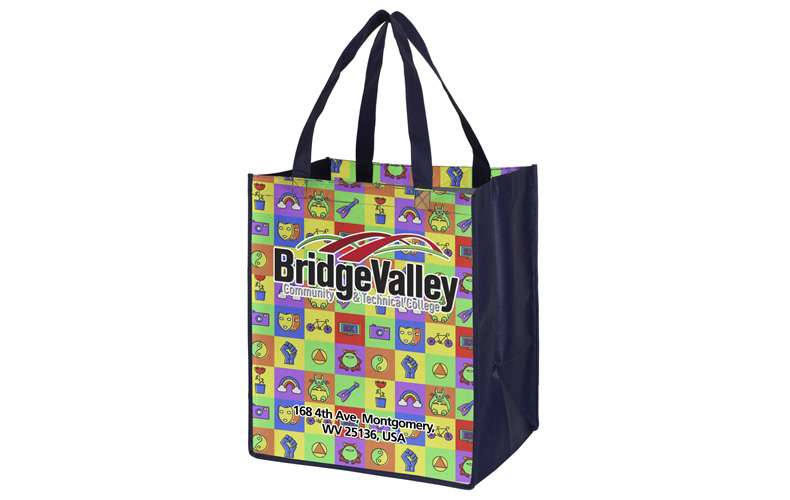 13” W x 13” H Full Color Import Air Ship Grocery Shopping Tote Bags